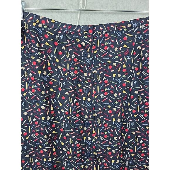 CJ Banks Black School Days Teacher Print Button Up Full Midi Rayon Skirt Plus 3X - Picture 3 of 11
